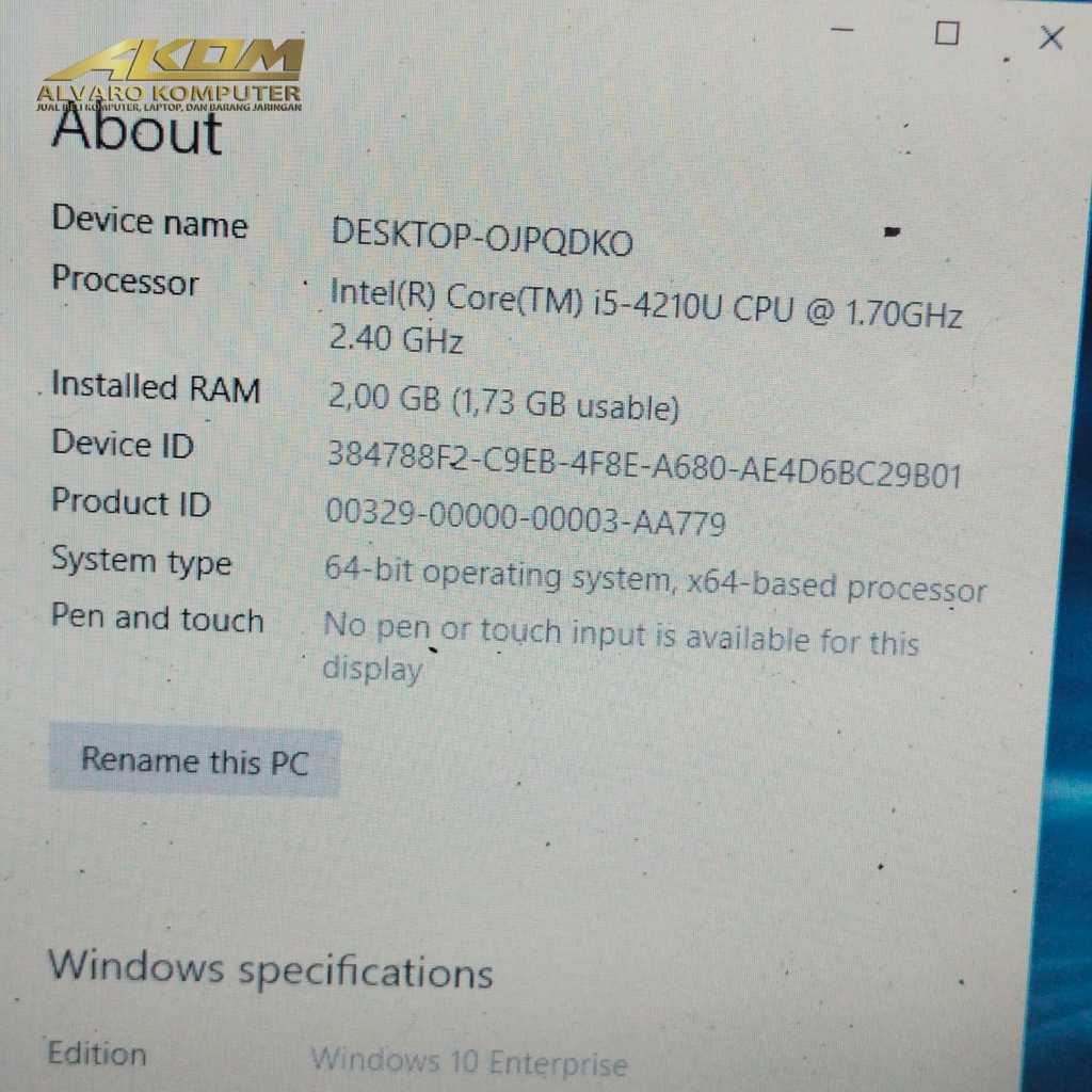 Motherboard Laptop Lenovo K2450 Processor onboard i5-4210U