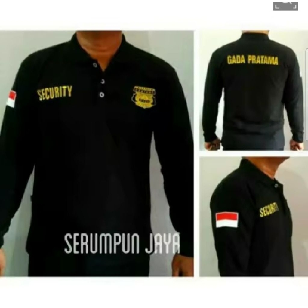 KAOS GADA PRATAMA HITAM SECURITY LENGAN PANJANG FULL BORDIR - KAOS KERAH GADA PRATAMA LENGAN PANJANG