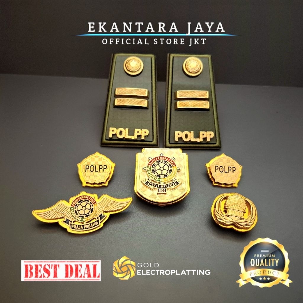 Set Lengkap Pangkat PDh Satpol-PP Golongan 3B Mika Gold Premium Delta Original