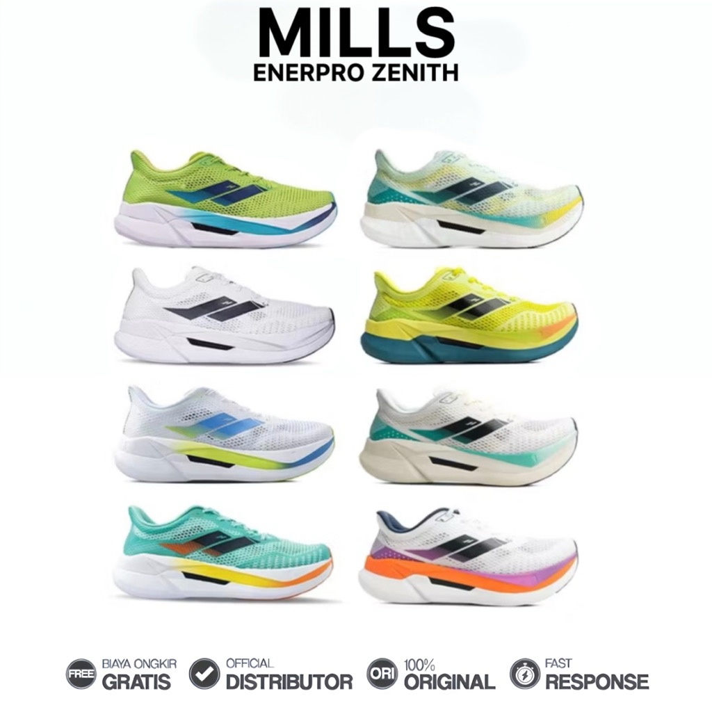 Mills Enerpro Zenith Sepatu Running Lari Olahraga Pria Wanita Training Sport Harian Nyaman Original 