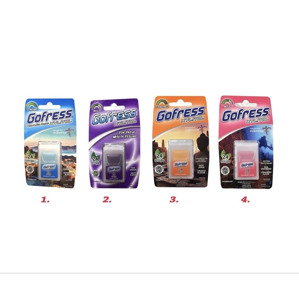 Gofress Peppermint 24 Strips dengan Xylitol Permen Kertas Lembaran Extra Penyegar Nafas Gofres Go Fr