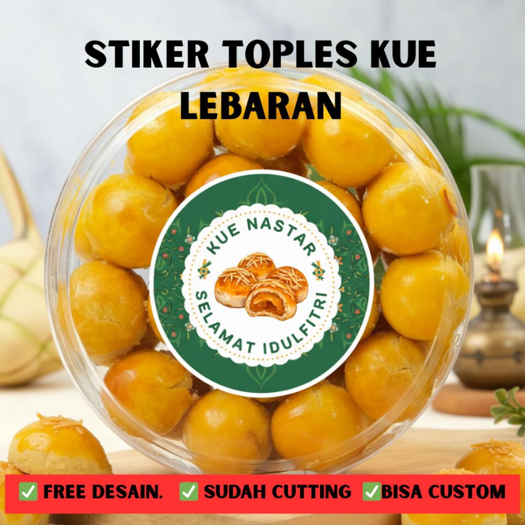 Label Sticker Kemasan Toples Kue Nastar Lebaran Idul Fitri Free Desain