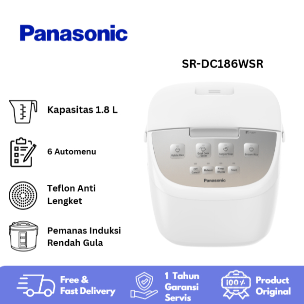 "Panasonic Rice Cooker 1.8 Liter SR-DC186WSR – Microcomputer  Panasonic SR-DC186WSR Rice Cooker Digi