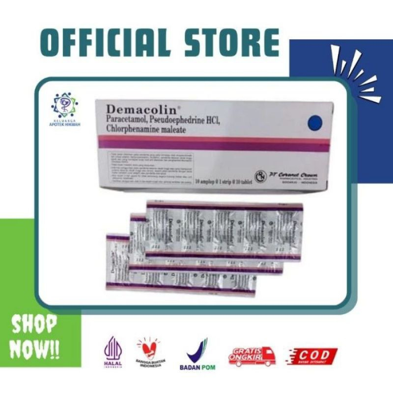 DEMACOLIN Tablet Meringankan Flu Pilek Paracetamol Pseudoephedrine Chlorpheniramine 10's