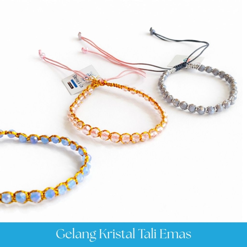Gelang Kristal Tali Emas Adjustable