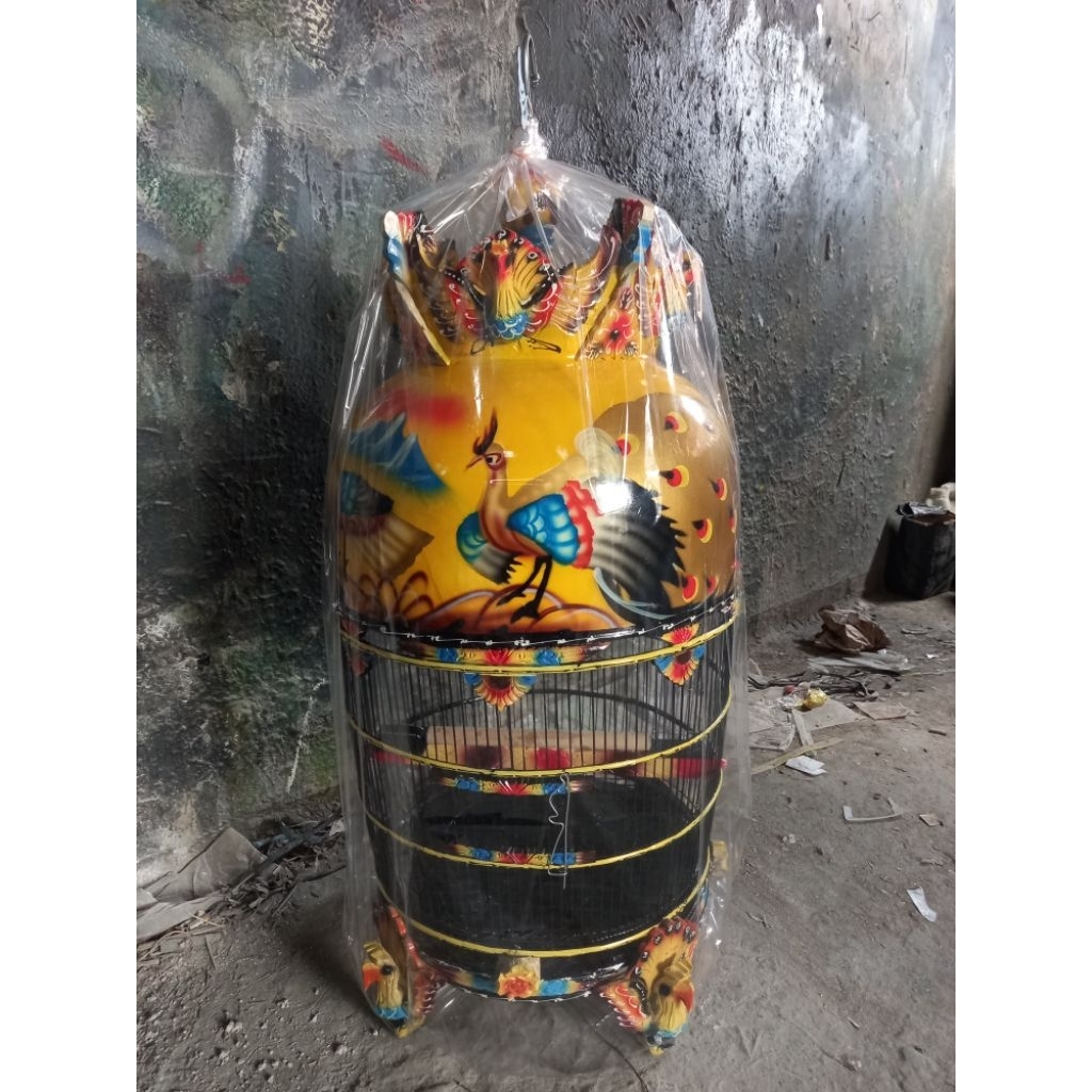 Sangkar Perkutut Merak Semi (Motif Merak)