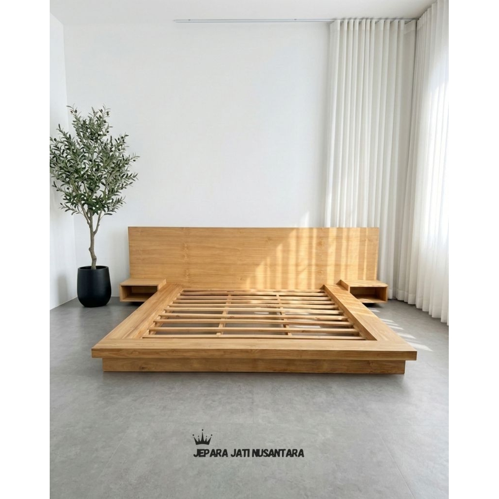 Dipan Kayu Jati Headboard Laci 2 sisi