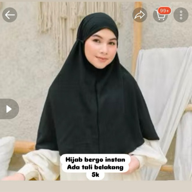 preloved hijab bergo instan tali belakang