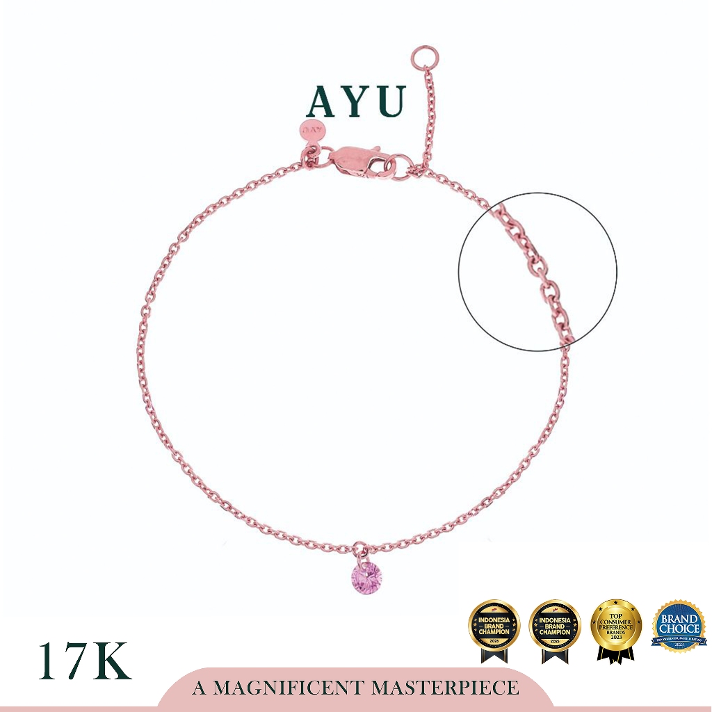 AYU Gelang Emas Korea - Candy pop Chain Bracelet 17K Rose Gold