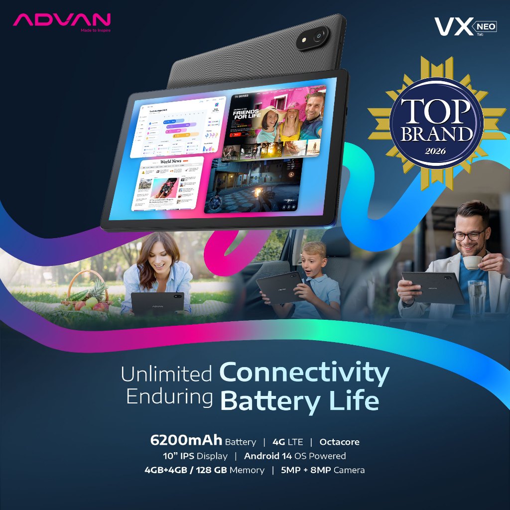 [PROMO SPECIAL] ADVAN Tab VX Neo | Dual SIM Card 4G LTE | 4GB+4GB/128GB | 10.1" IPS Screen | 6200 mA