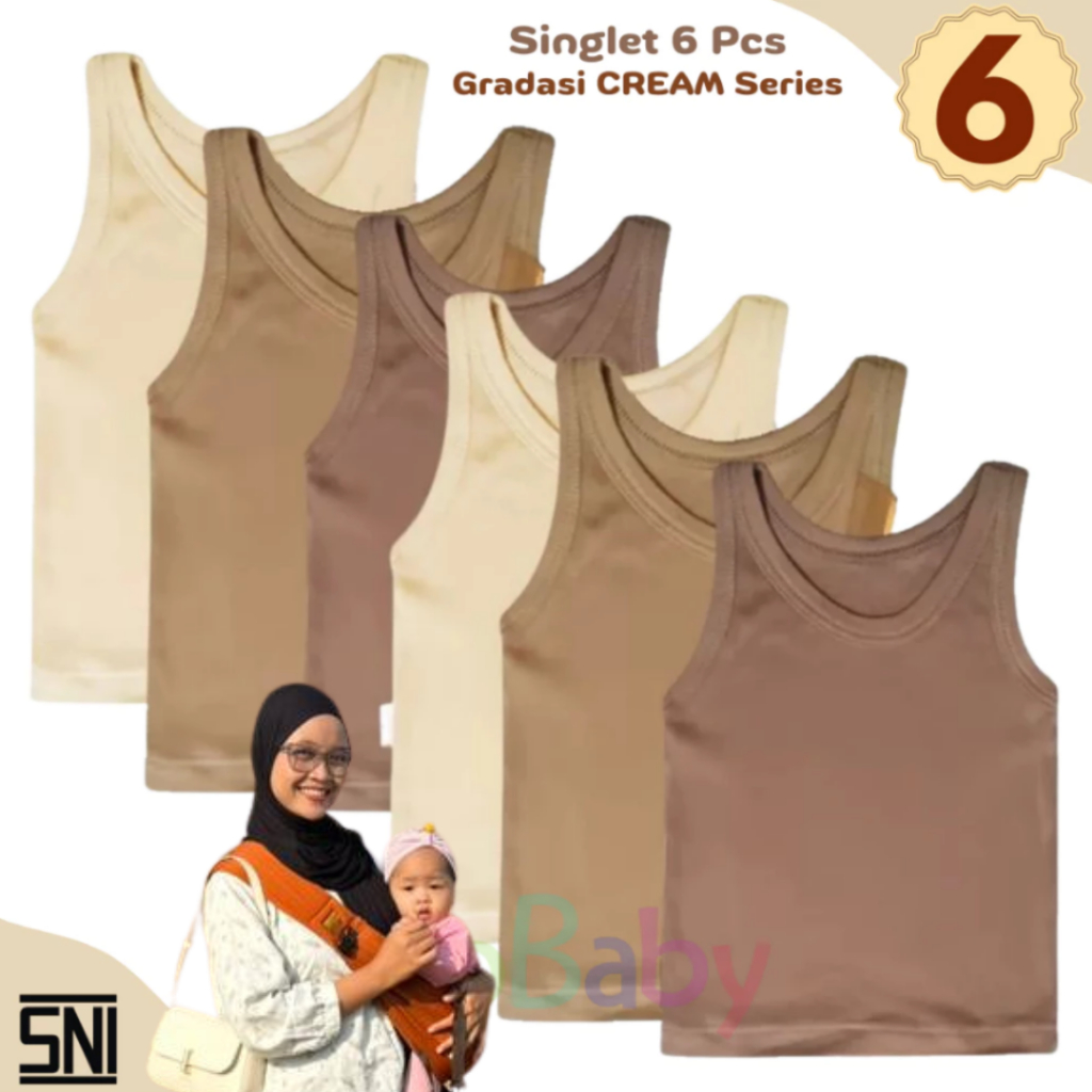 Coco x AlfaBabyStuff 6 PCS Singlet Anak Bayi Baby Newborn SNI BOBOKO INOVATEX 0-5 Tahun Kaos Dalam A