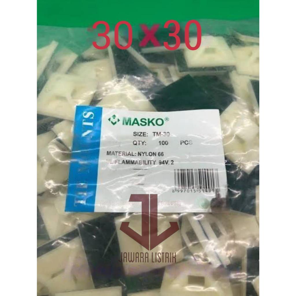 PEREKAT KABEL TIES TIE MOUNT 20X20 25x25 30X30 MERK MASKO PREMIUM QUALITY SATUAN