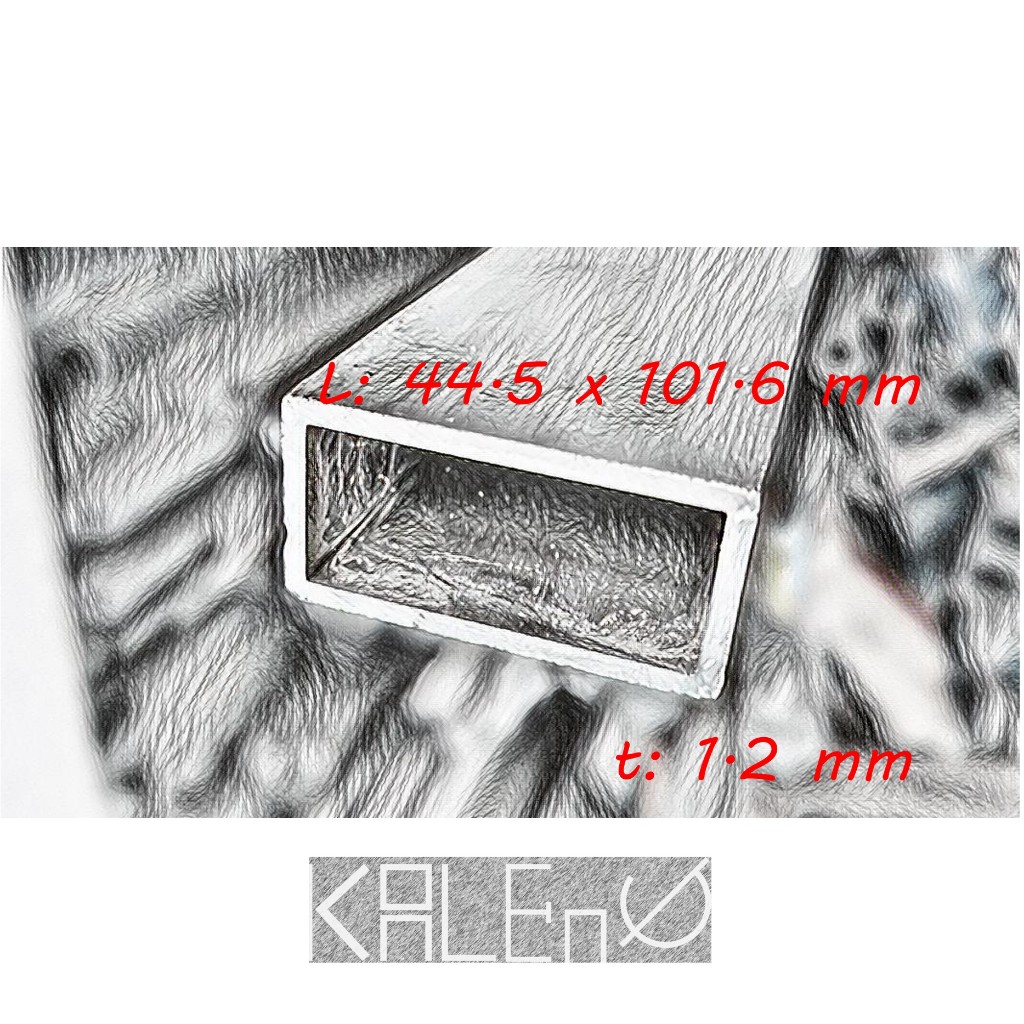 Hollow Aluminium (1¾" x 4") 44.5 x 101.6 mm, tebal 1.2 mm untuk kerangka atau jidar