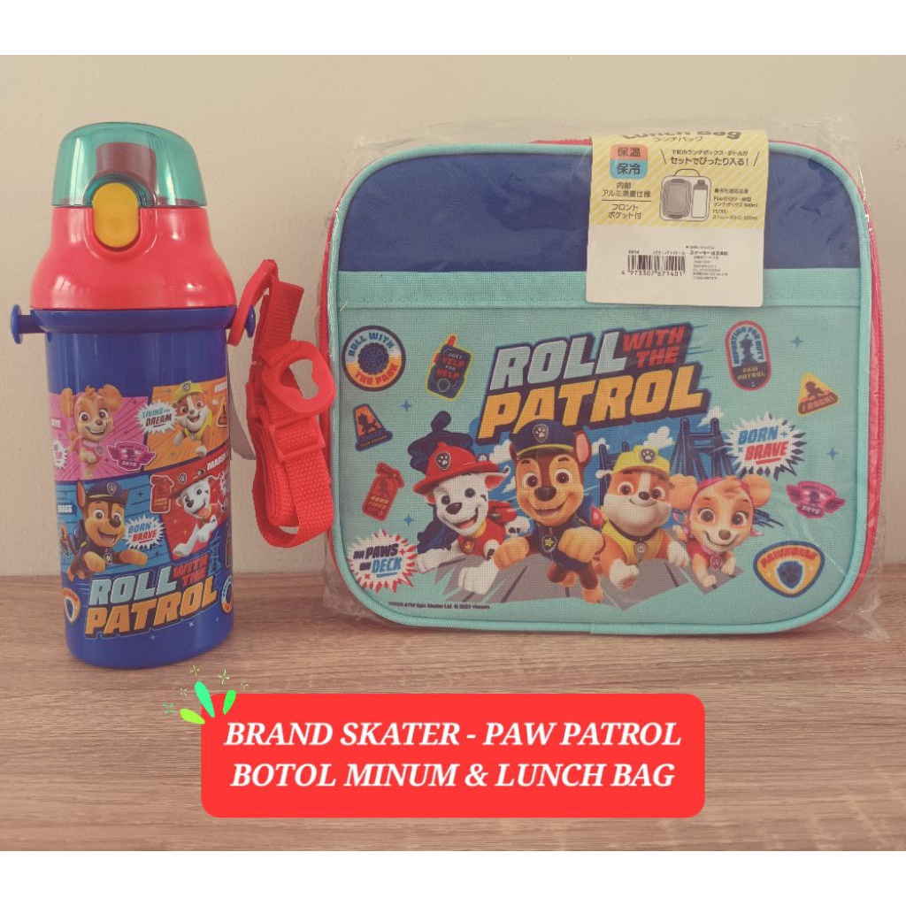 botol minum karakter paw patrol skater botol minum skater paw patrol lunch bag skater paw patrol lun