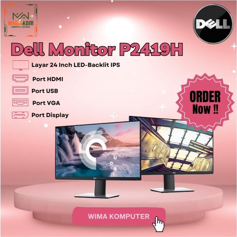 Dell Monitor 24 Inch P2419H 1PS FULLHD Layar Putar untuk Editing Kerja Kantor ADA MINUS LAYAR (N)