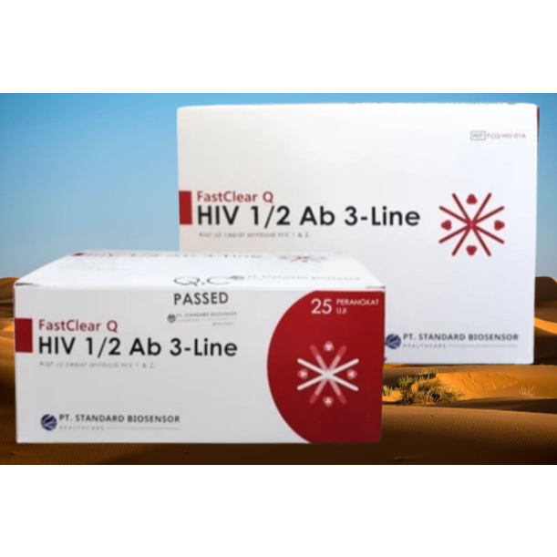 SD BIOSENSOR FastClear HIV 1/2 Ab 3 Line Rapid Test Kit 25 Test (KEMENKES)