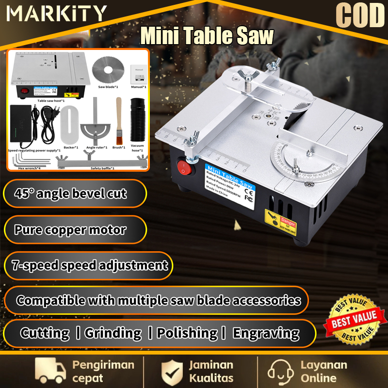 MARKITY Mini Table Saw DIY 5000RPM Gergaji Meja Mini Multifungsi Table Saw Portable Alat Pemotong