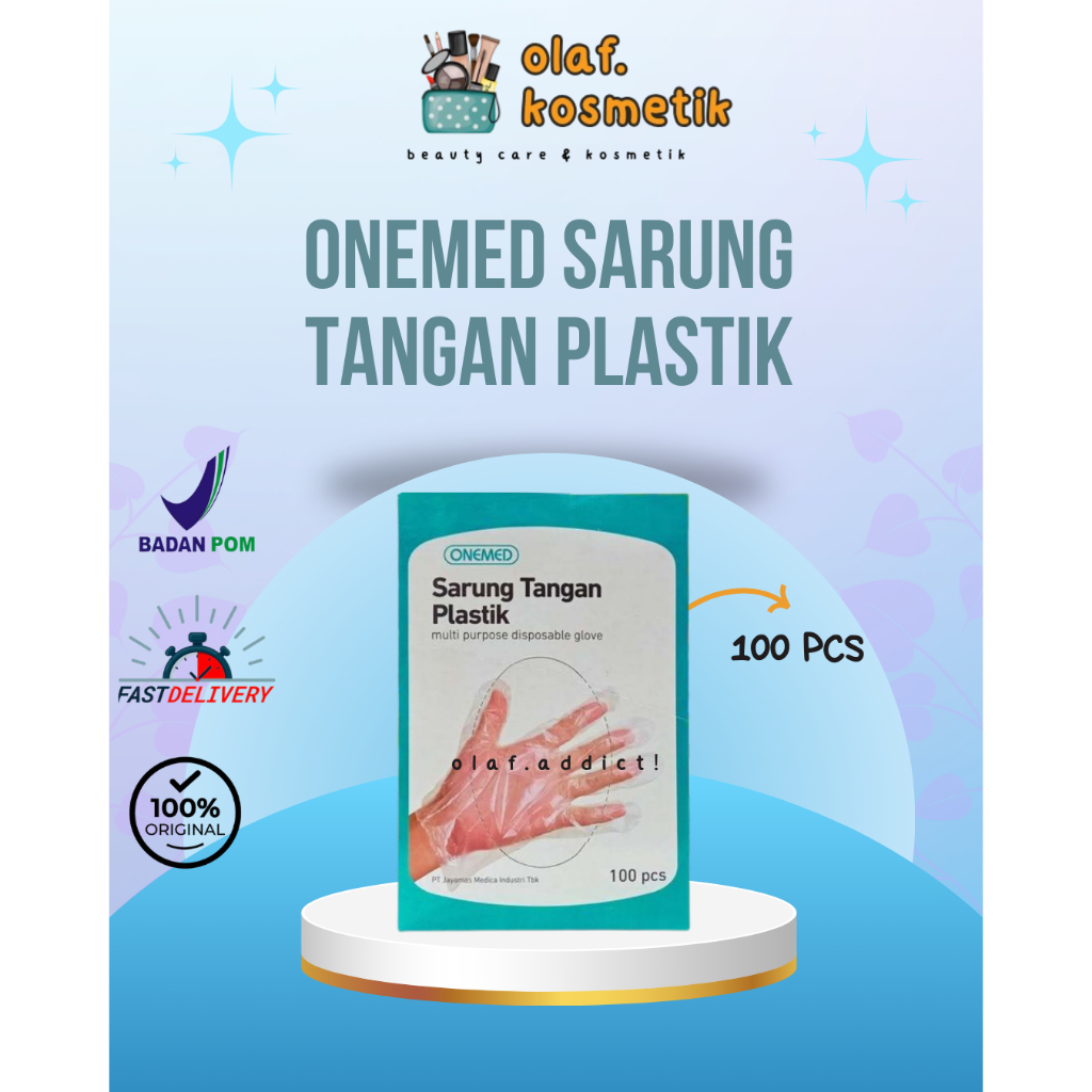 [OLAF] ONEMED SARUNG TANGAN PLASTIK (ISI 100 PCS) - SARUNG TANGAN UNTUK MASAK, SALON, MEDIS DLL