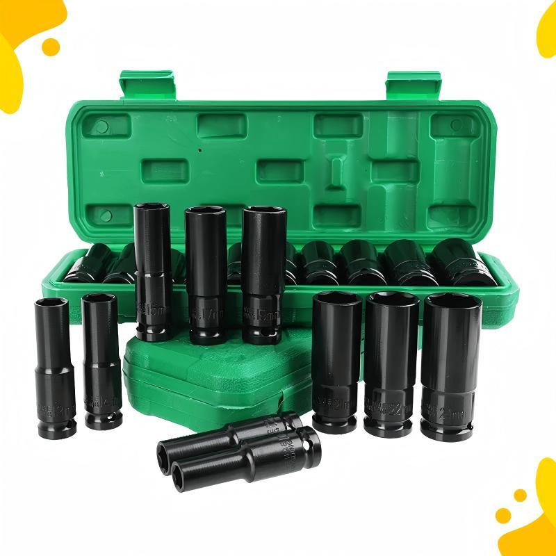 Alat Kunci Sok Set Mata Kunci Impact 8-24MM Impact Socket Set Mpact Tekiro Batrei 10Pcs 1/2 Inch