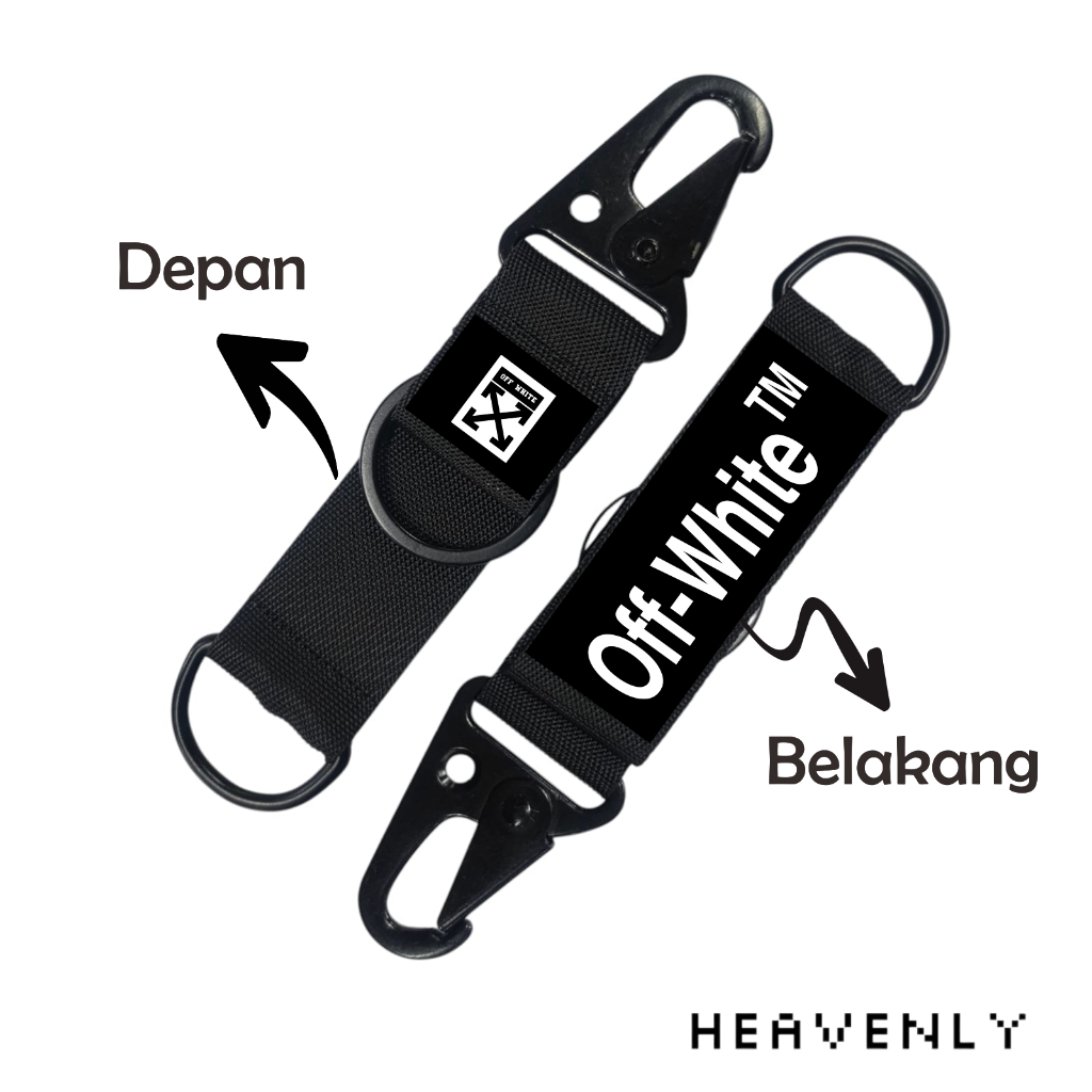 Gantungan Kunci double ring off  white  Nylon Sablon DTF Snaphook
