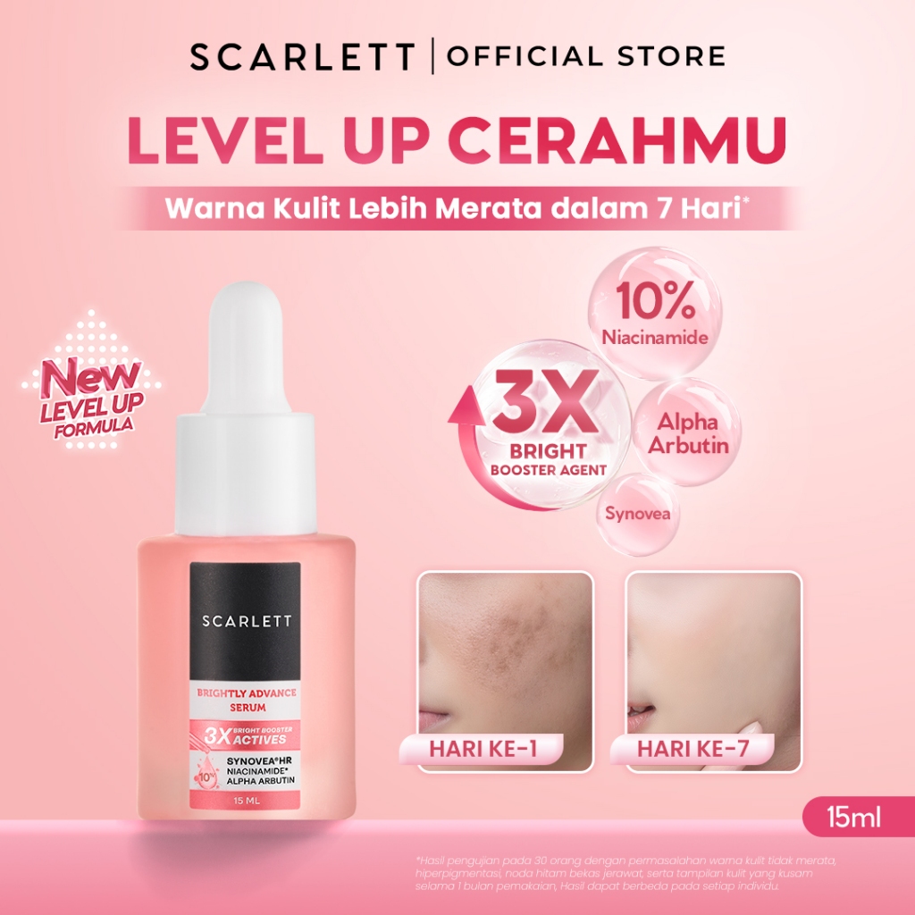 NEW FORMULA Scarlett Brightly Advance  Serum 10% Niacinamide Alpha Arbutin Synovea - Serum brighteni