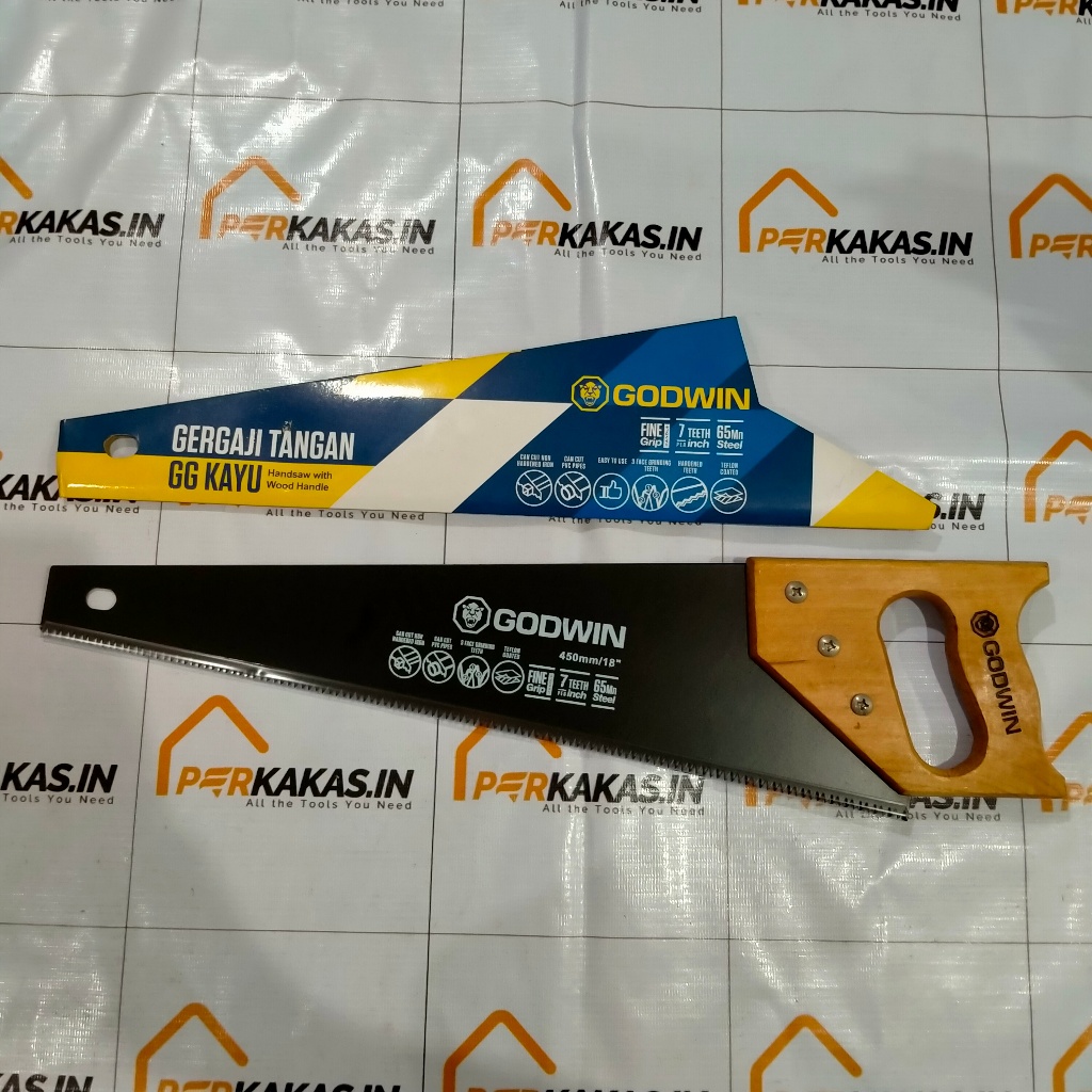 GODWIN GERGAJI TANGAN TEFLON COATED 18 INCH GERGAJI GAGANG KAYU 18"