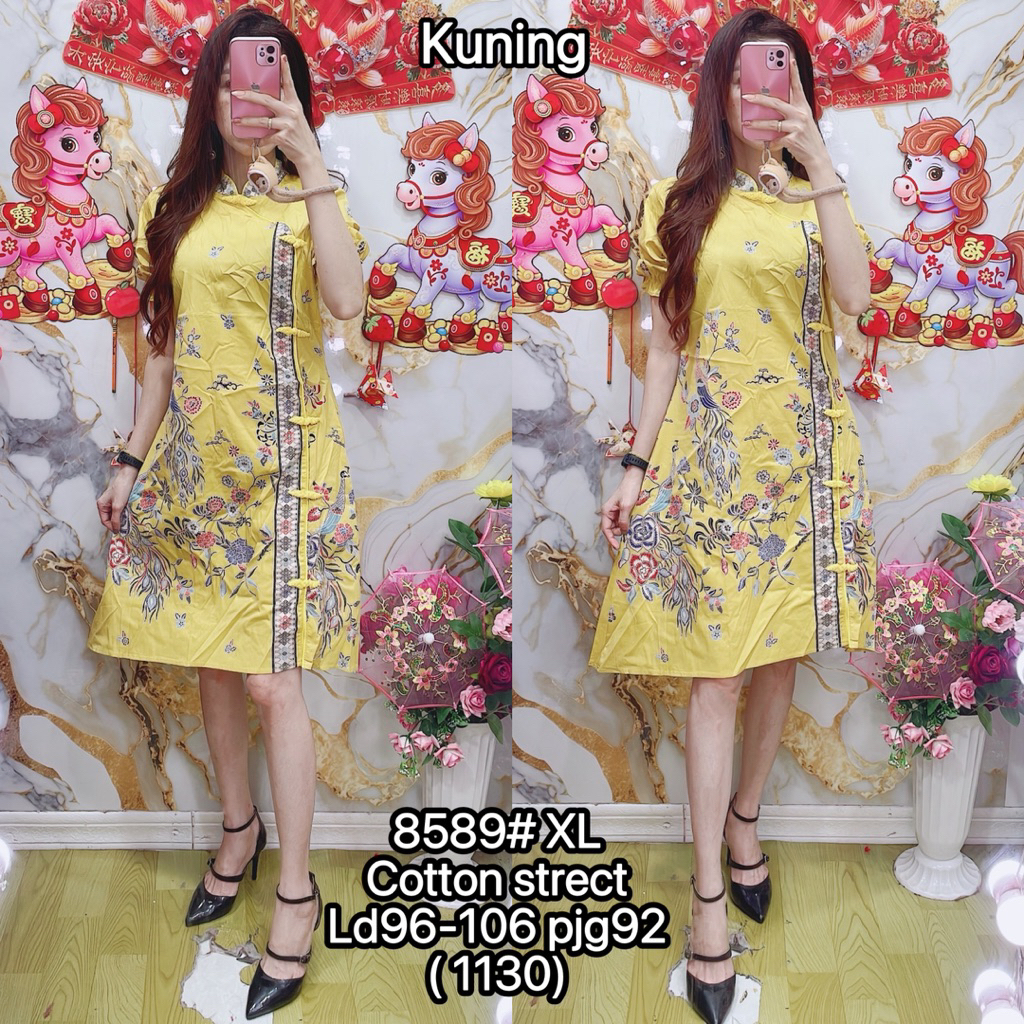 dress batik chongsam /dress imlek/ batik imlek