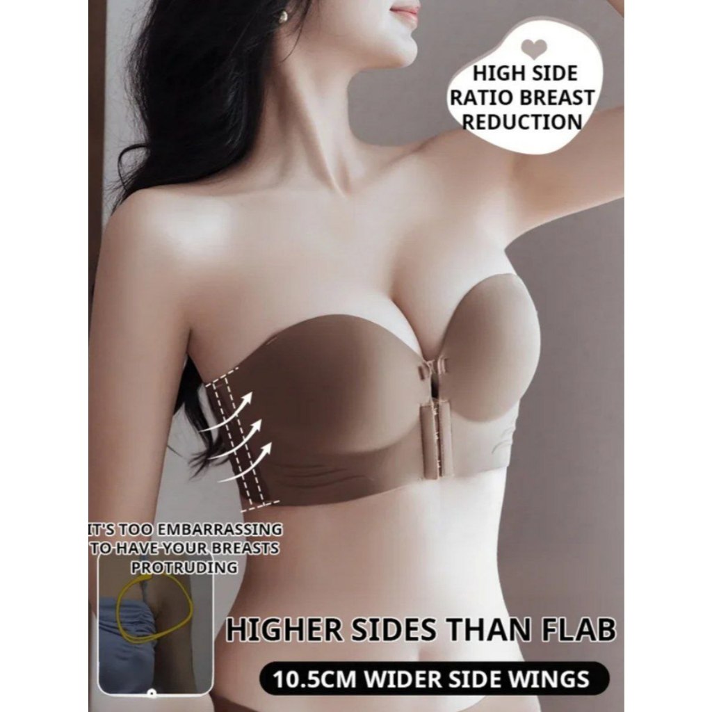 Bra Push-up Anti Selip Tanpa Tali | Bra Tanpa Jahitan Kancing Depan | Bra Punggung Cantik Tanpa Cinc