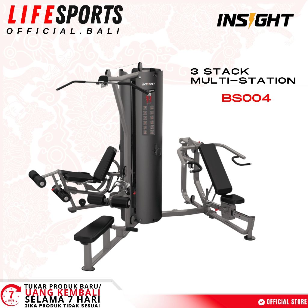 LIFESPORTS - NEW ALAT OLAHRAGA FITNESS INSIGHT 3 STAG MULTI STATION BS004 IMPORT KOMERSIAL
