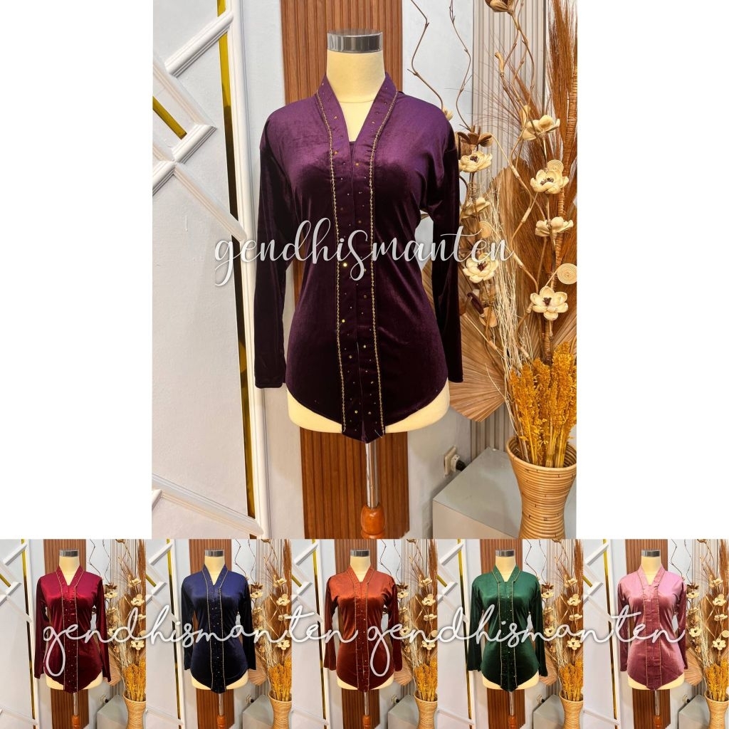 Gendhis • [Warna Lengkap] Kebaya Kartini / Leher V, Payet -  Body Sepinggang