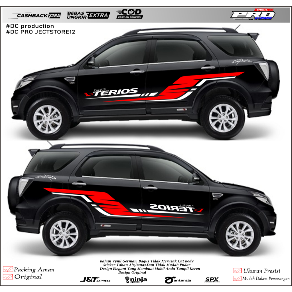Promo stiker sticker cutting mobil terios stiker mobil daihatsu Terios 2013 up terbaru