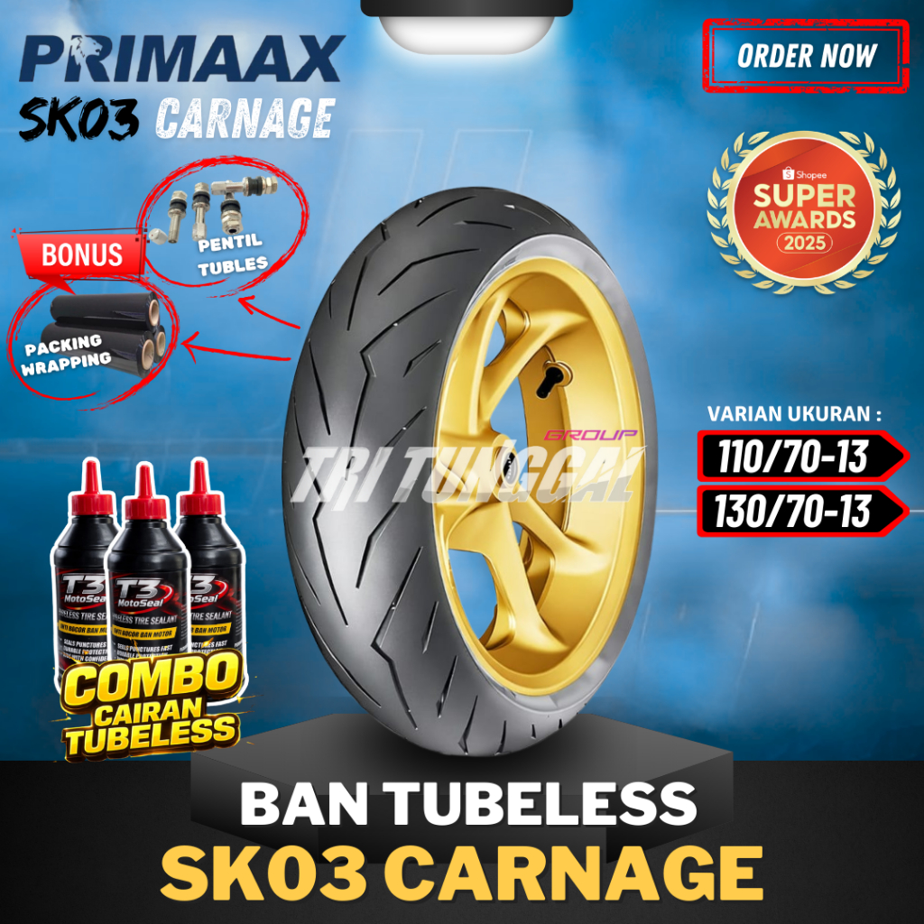 [READY COD] PRIMAAX SK03 RING 13 / BAN PRIMAAX SK03 CARNAGE  (110/70-13 / 130/70-13) / BAN MOTOR TUB