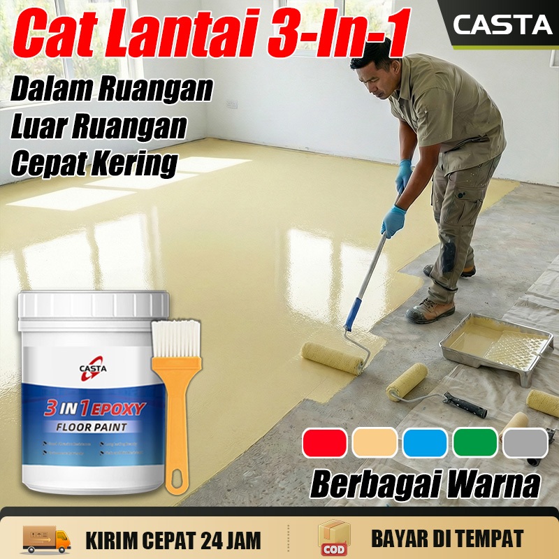 CASTA Cat Lantai Epoxy 3 In 1 1000G Premium Coating Pelapis Lantai Beton Semen Indoor Outdoor Anti S