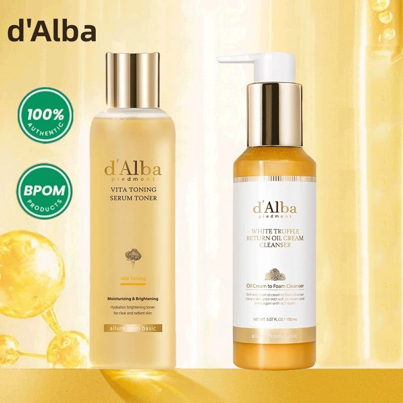 d'Alba Vita Toning Serum Toner 180ml/d'Alba White Truffle Return Oil Cream Cleanser-150ml