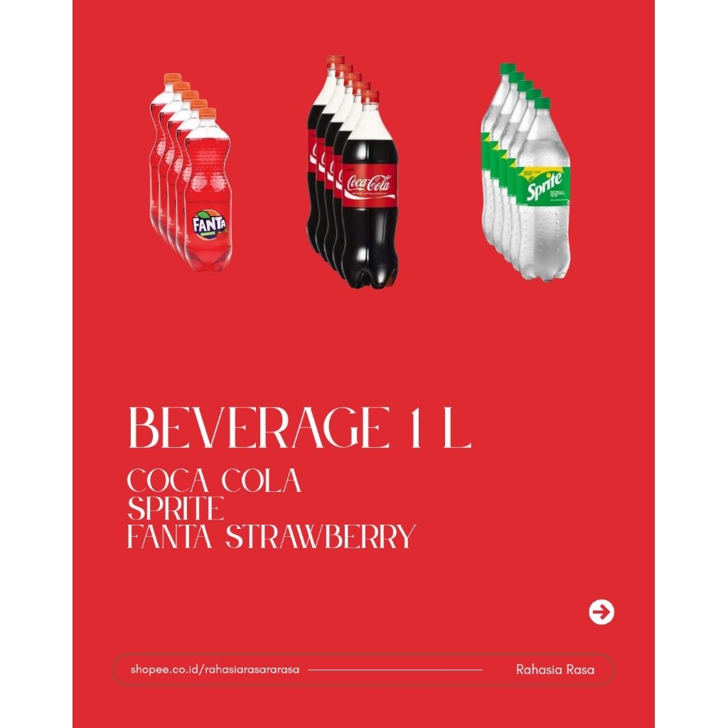 Coca Cola,Sprite,Fanta Strawberry dan Minute Pulpy Orange 1liter