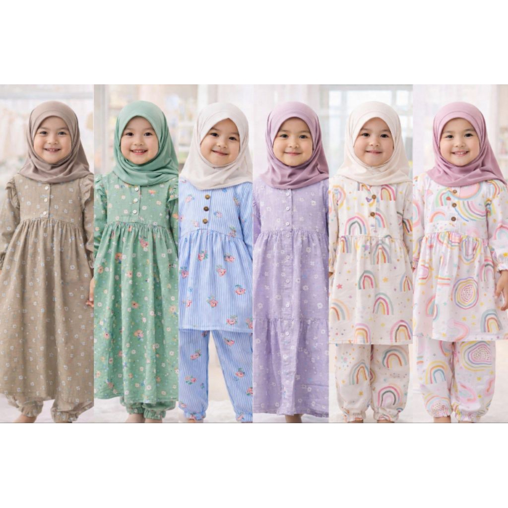 gamis dress anak perempuan motif bunga katun viscone