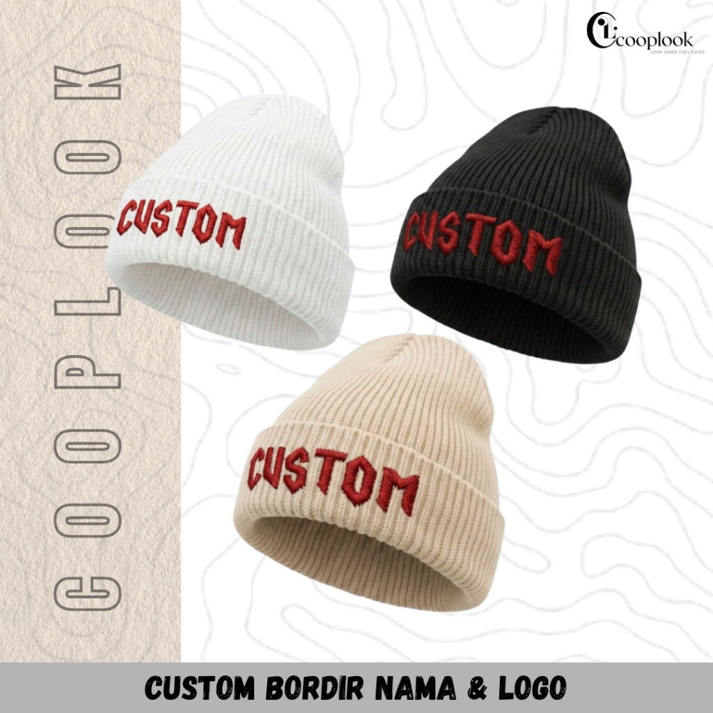 Topi Kupluk Rajut Custom Bordir Beanie Hat Bahan Tebal Distro