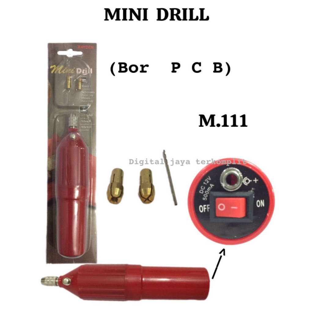 Mini Drill Bor PCB DC 500mA 12V Speed 14000 RPM