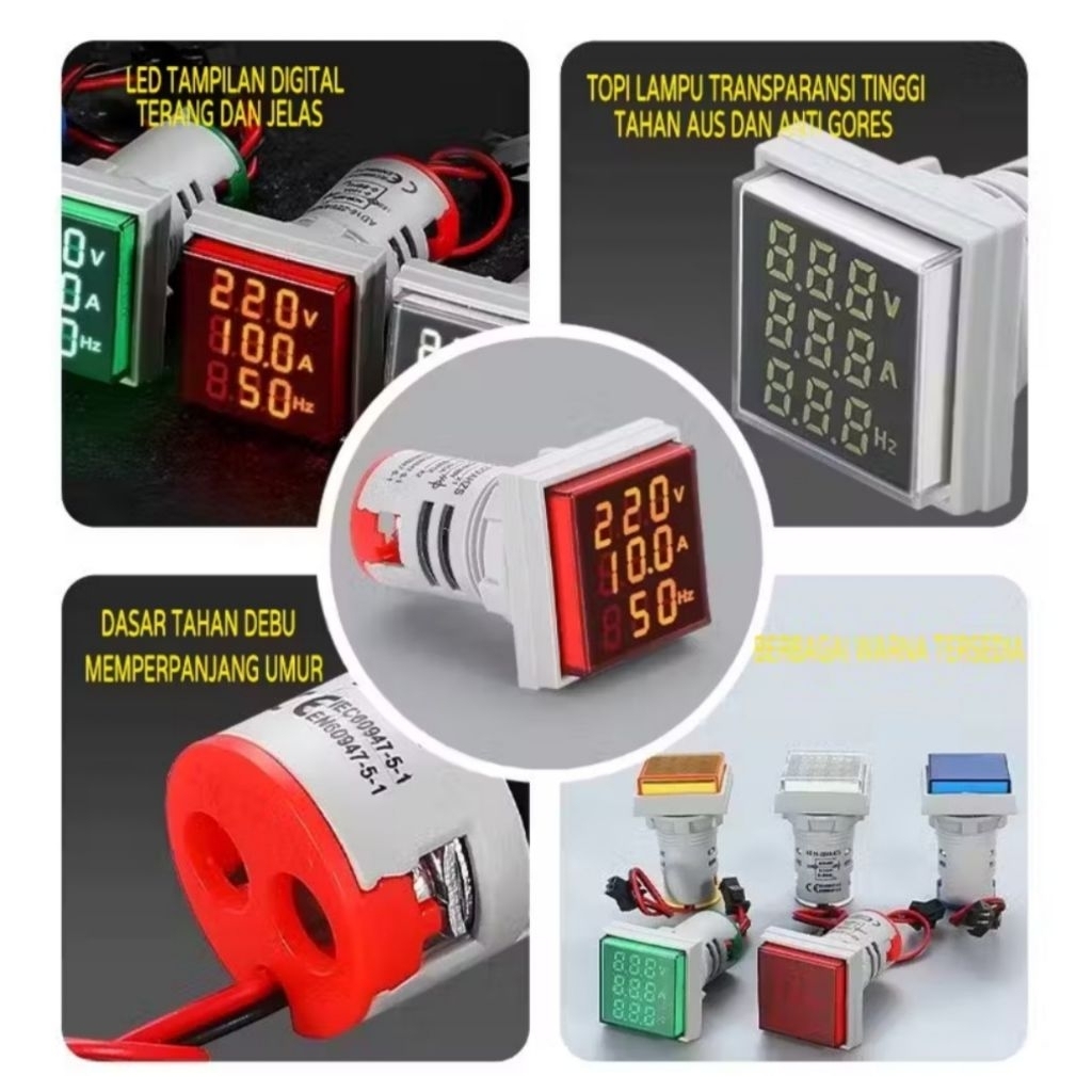 Pilot Lamp Indicator Digital Volt, Amper dan HZ Meter
