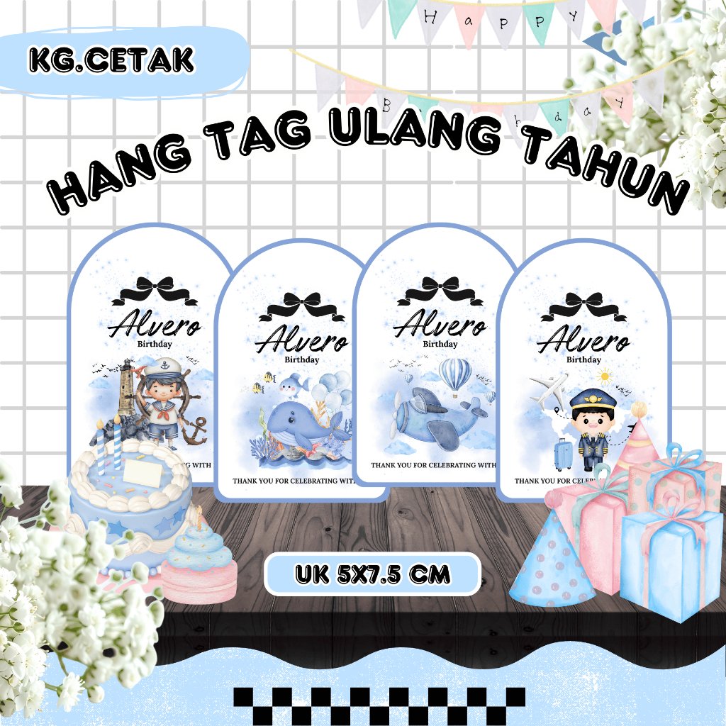 Hang Tag Ulang Tahun Aesthetic/ Hang Tag Ulang Tahun Anak Lucu/ Hang Tag Ulang Tahun Isi 25 Pcs