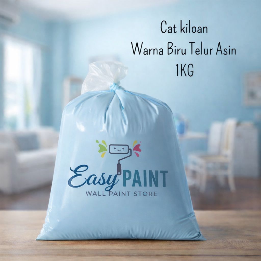 Cat tembok kiloan warna biru telur asin Cat tembok kualitas super