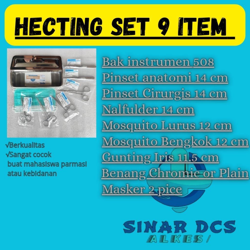 Hecting Set 9 Item / Hecting Set Lengkap / Alat Instrumen Hecting set