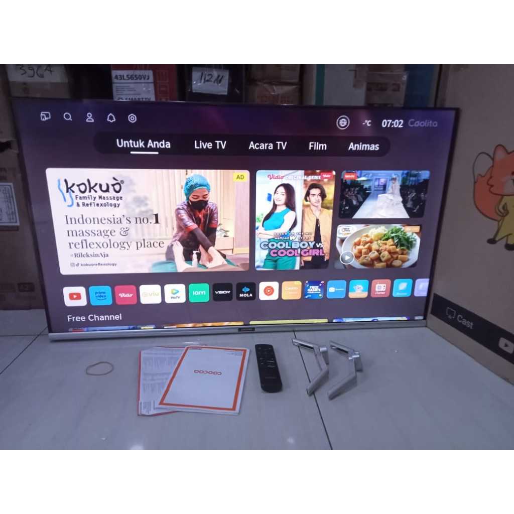 TV LED COOCAA 43 IN FHD SMART TV YOUTUBE DIGITAL TV KONDISI BEKAS PEMAKAIAN 6423F