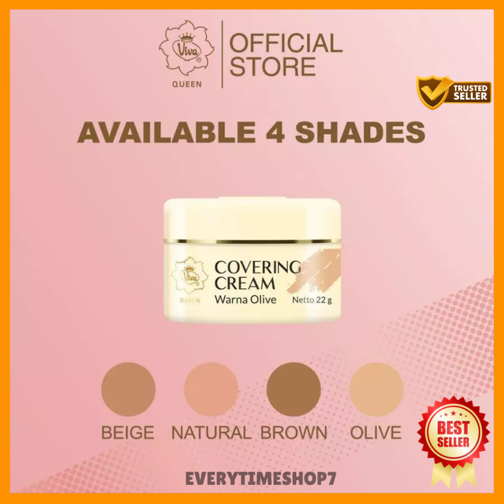 Viva Queen Covering Cream 22g | 3in1 Foundation, Concealer & Contour | Full Coverage Cream | Varian 