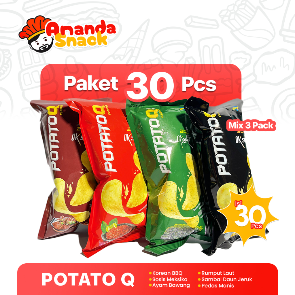 Potato Q Keripik Kentang Chips PotatoQ / PotatoQ 1 Pack isi 10 Pcs / Banyak Variant