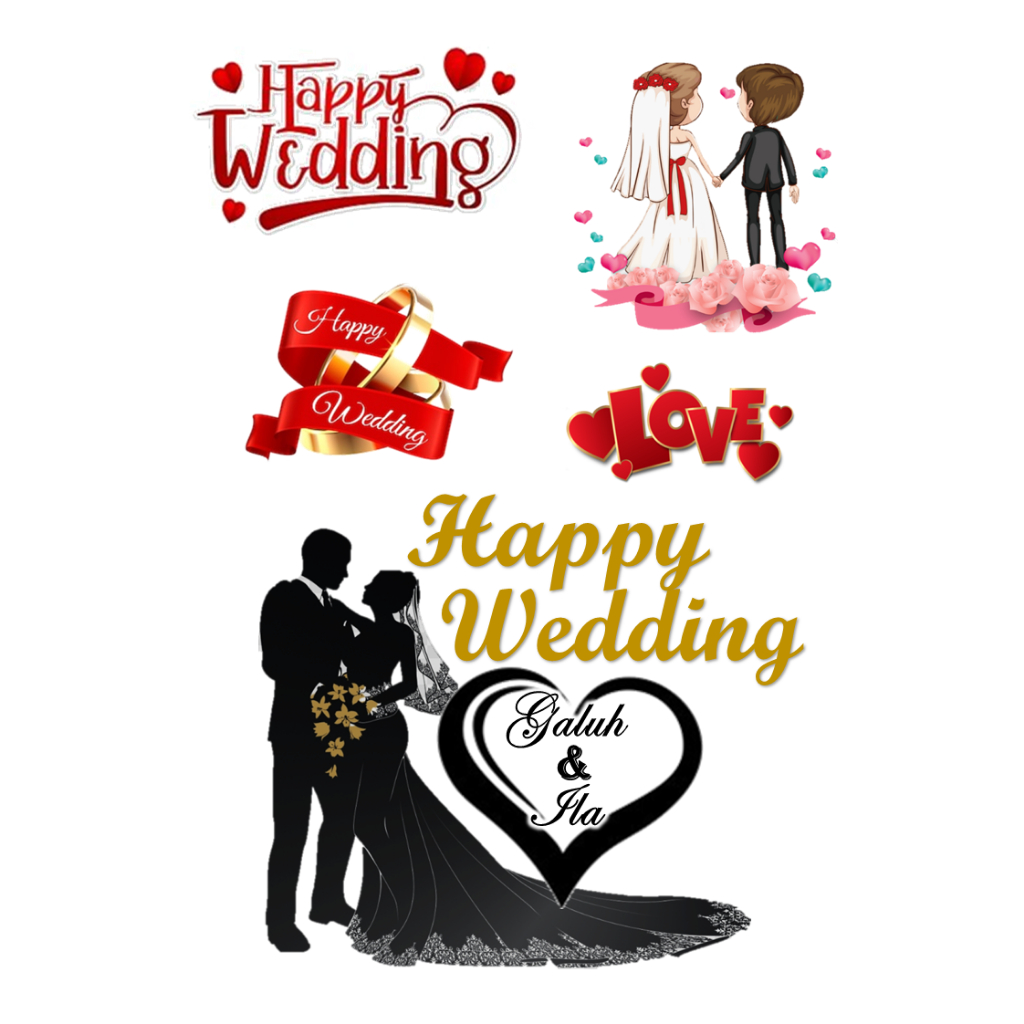 Toperr HAPPY WEDDING Custom Nama |  Hiasan Kue Happy Wedding| Pernikahan