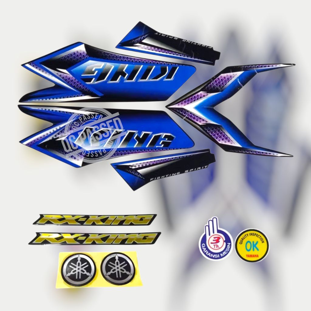 Striping Yamaha RX King Peredam 2008 Original Look – Stiker Body Standar Lengkap + Emblem