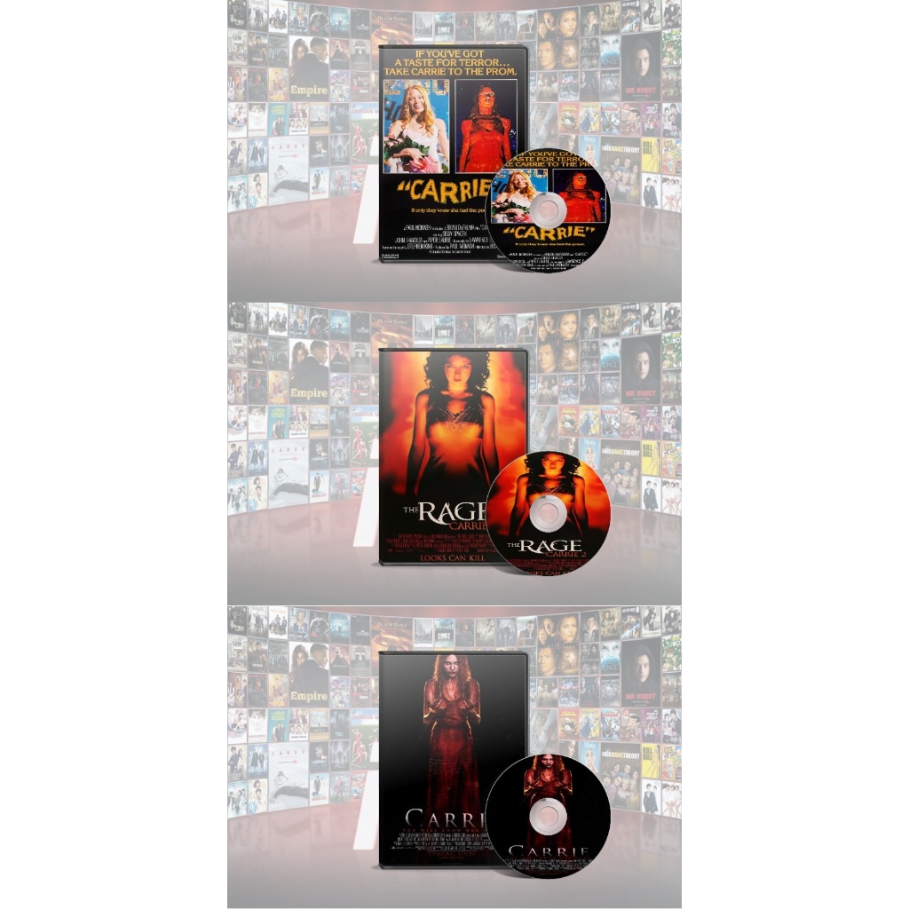 DVD Carrie (1976) + DVD The Rage Carrie 2 (1999) + DVD Carrie (2013)
