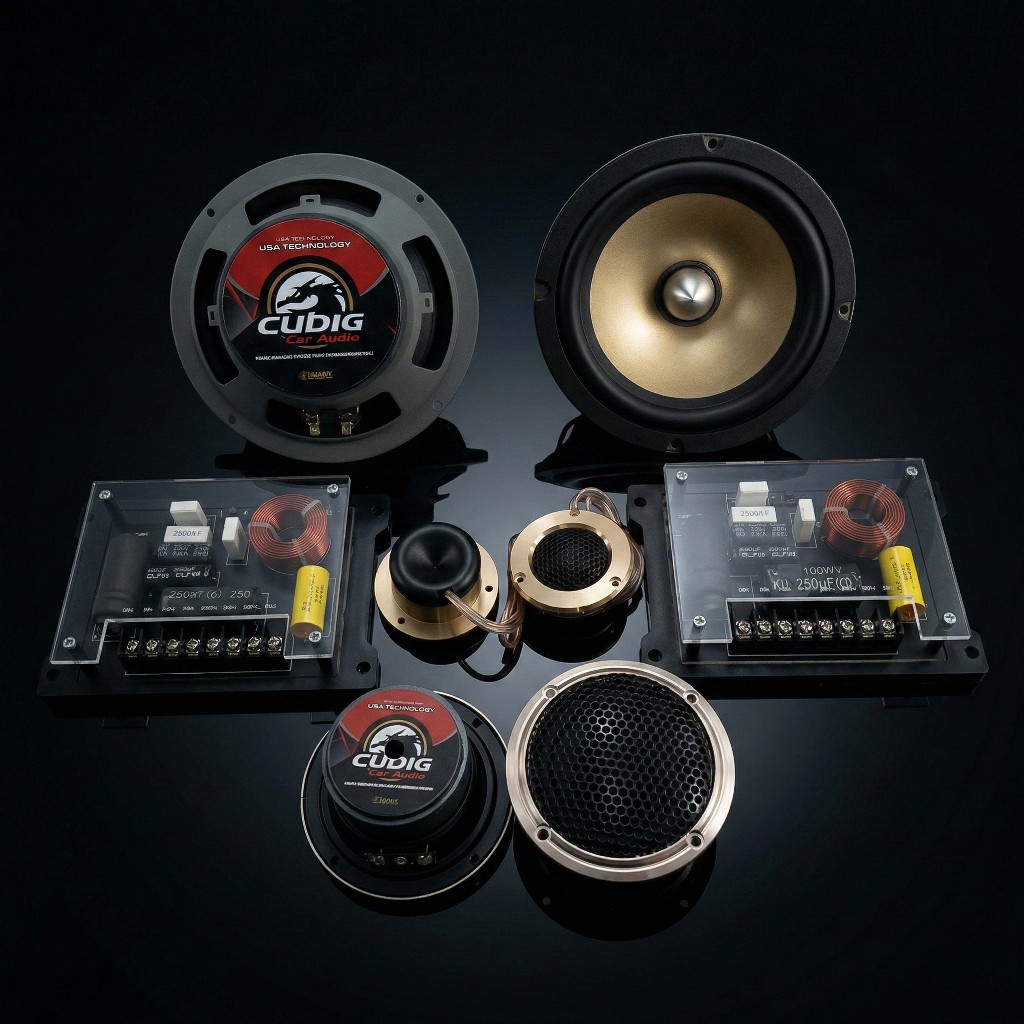 Cubig Gold Speaker Mobil 3-Way Split Components Kit