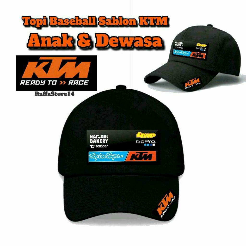 Topi Baseball KTM Anak & Dewasa Motif Sablon KTM Ready To Race Topi Terbaru Viral